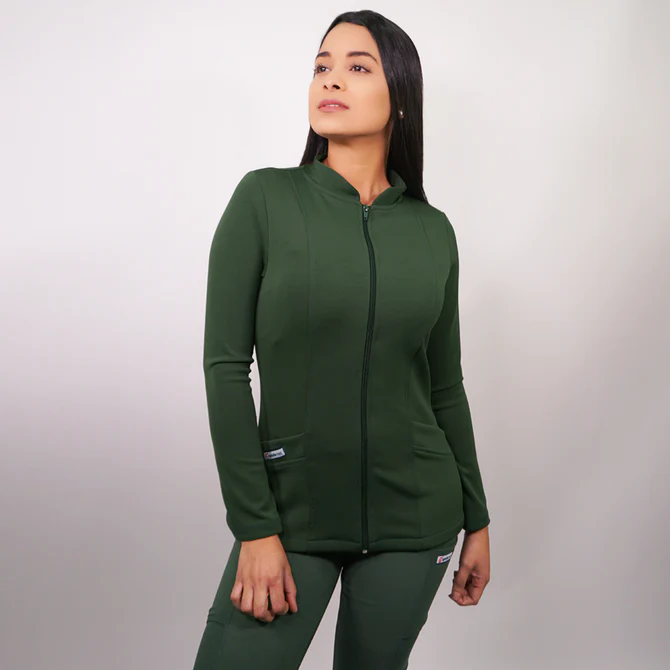 Polerón clínico spandex verde botella 912