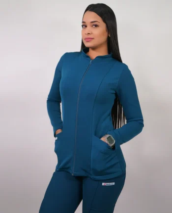 Polerón clínico spandex verde petroleo