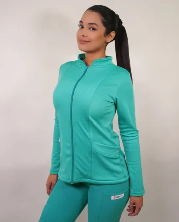 Polerón clínico spandex verde turquesa.916