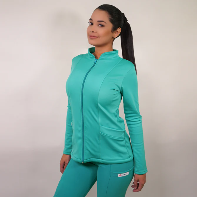 Polerón clínico spandex verde turquesa.916