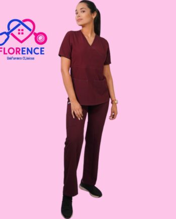 Conjunto antifluidos burdeo-pantalon recto