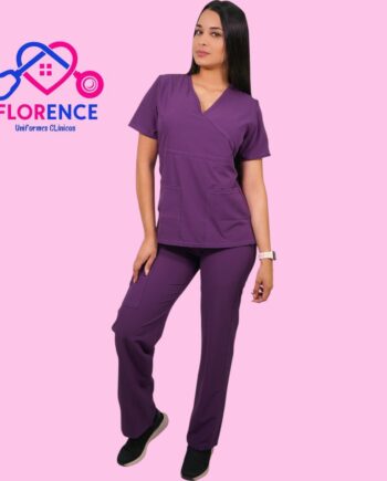 Conjunto antifluidos morado-pantalon recto