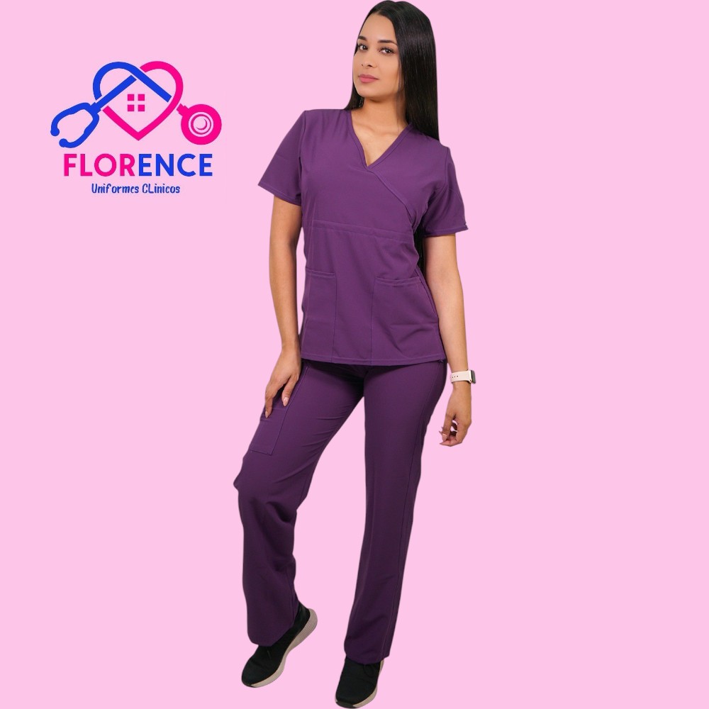 Conjunto antifluidos morado-pantalon recto