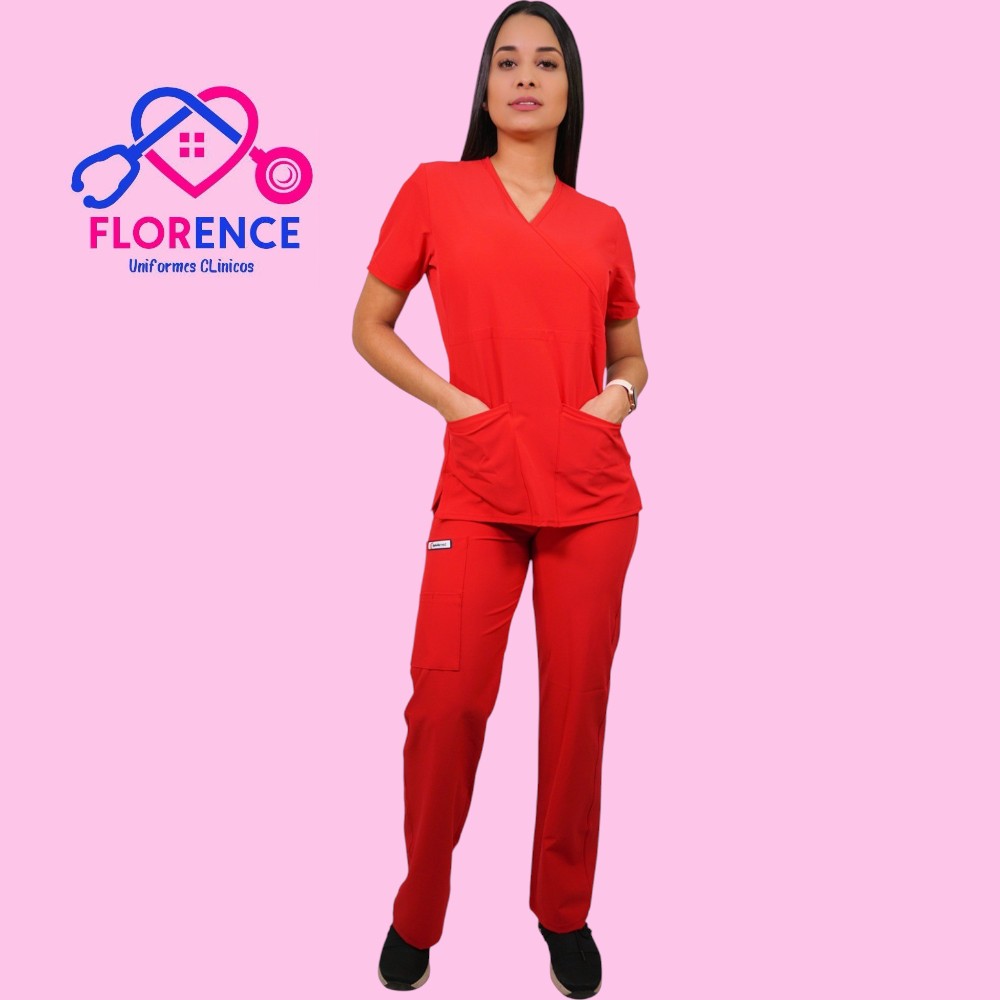 Conjunto antifluidos rojo-pantalon recto