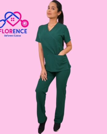 Conjunto antifluidos verde botella-pantalon recto