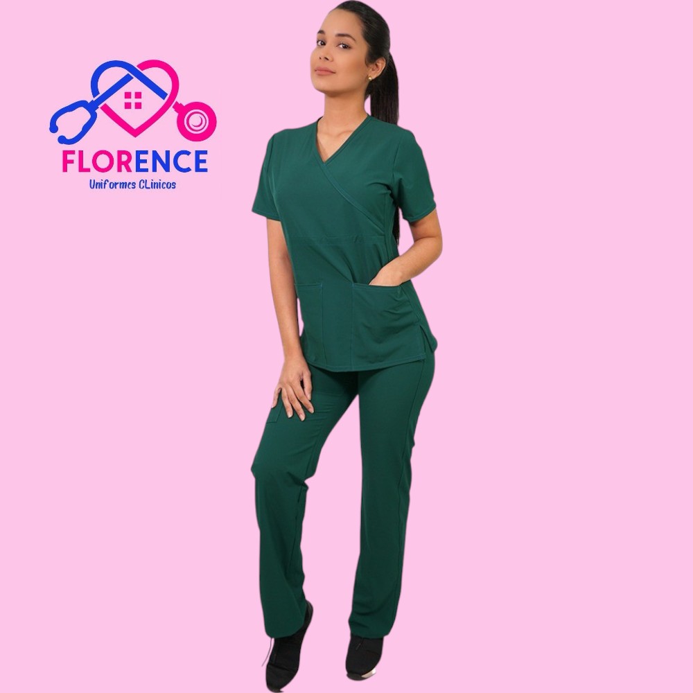 Conjunto antifluidos verde botella-pantalon recto