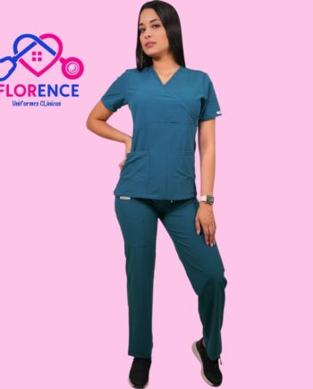 Conjunto antifluidos verde petroleo-pantalon recto