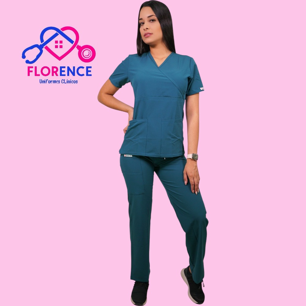 Conjunto antifluidos verde petroleo-pantalon recto