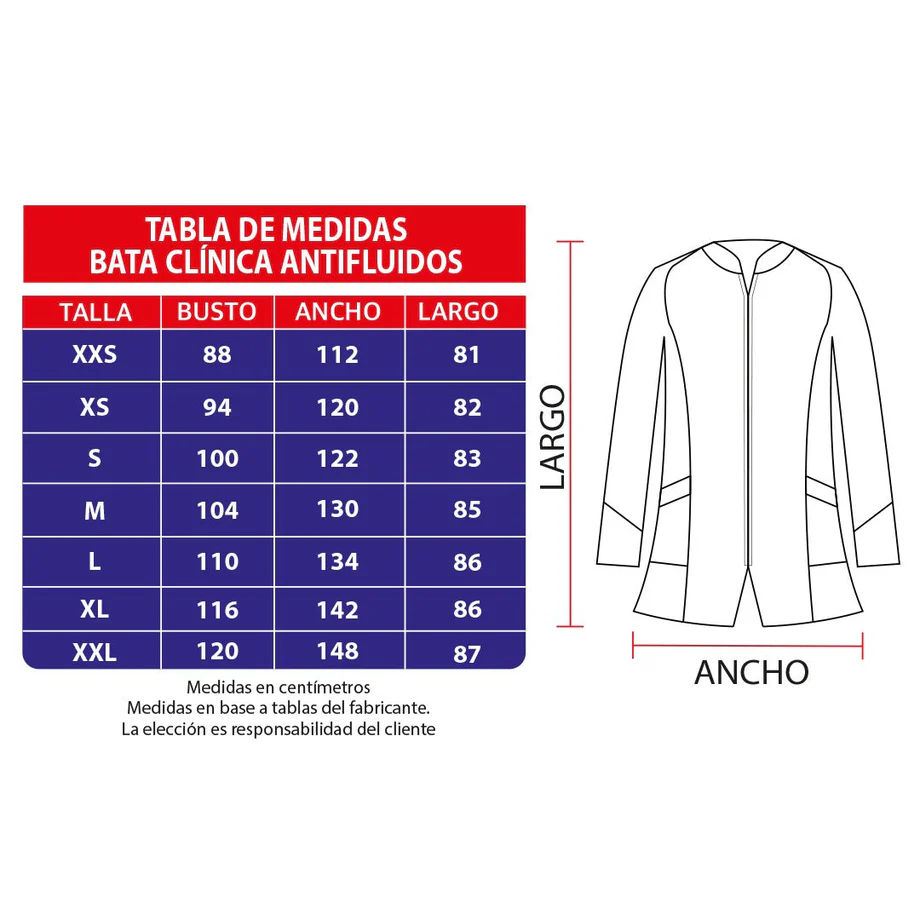 Bata clínica antifluidos burdeo-6