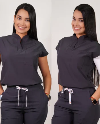 Delantal antifluido modelo amapola gris-10