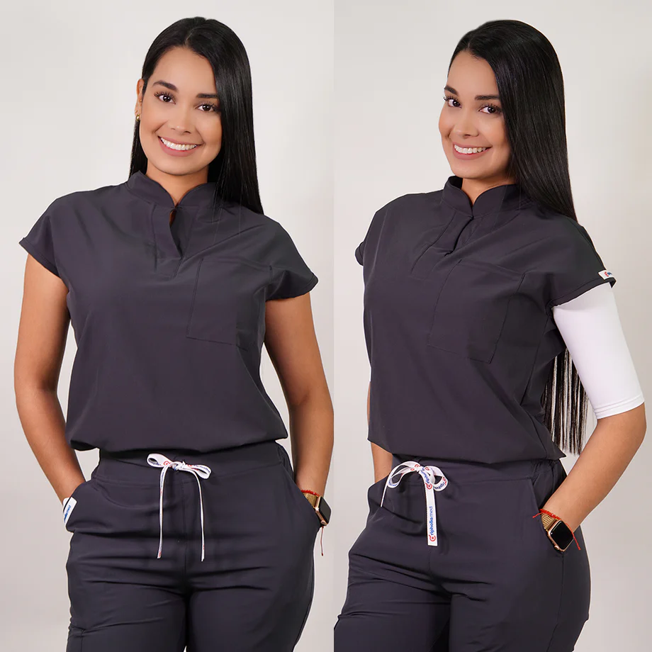 Delantal antifluido modelo amapola gris-10