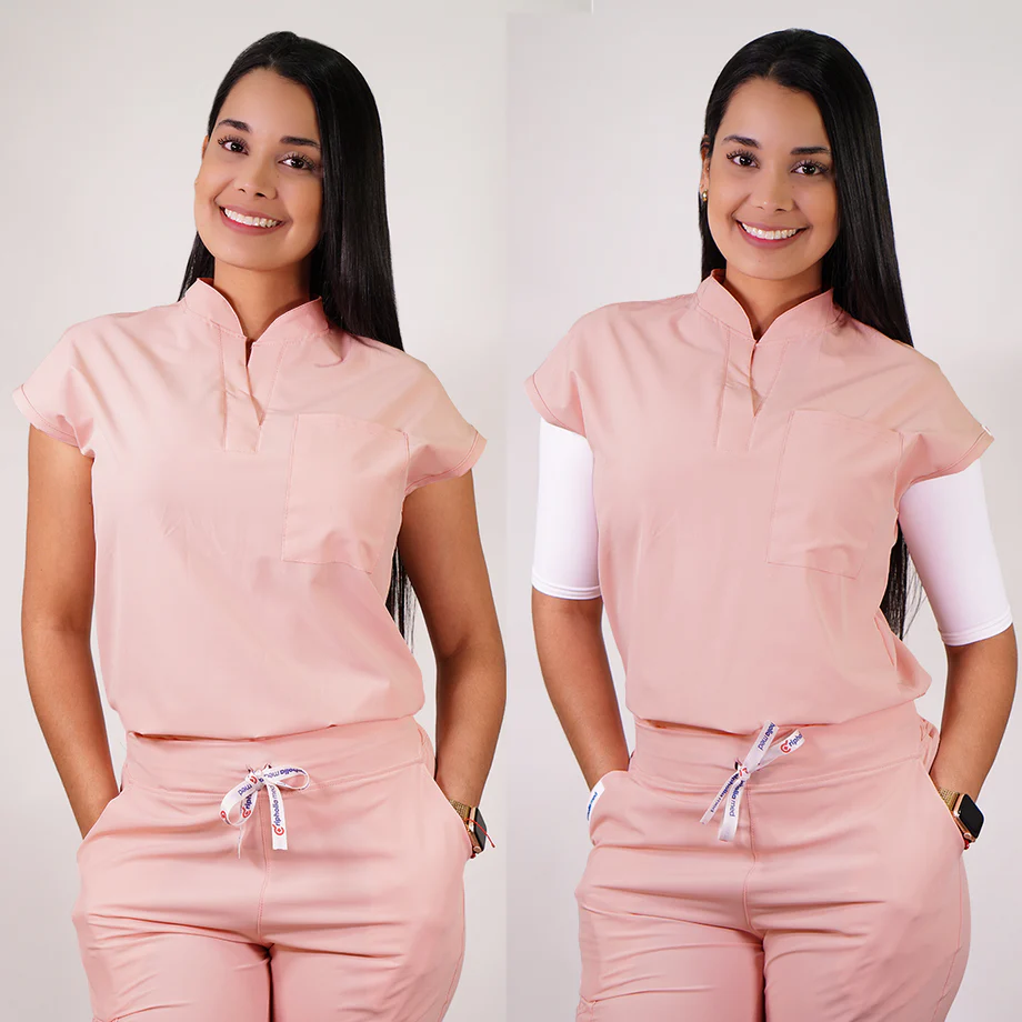 Delantal antifluido modelo amapola rosa pastel-16