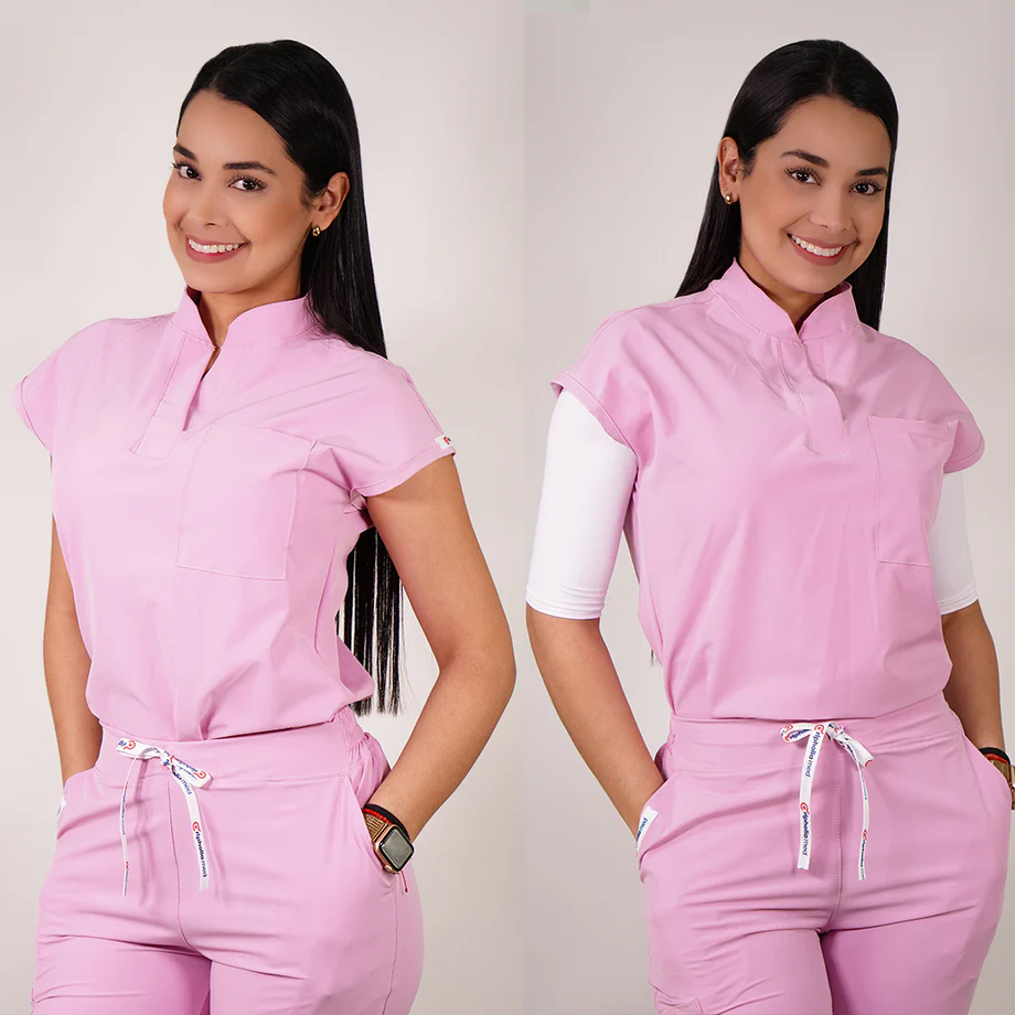 Delantal antifluido modelo amapola rosado-19