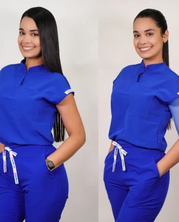 Delantal antifluido modelo amapola azul rey