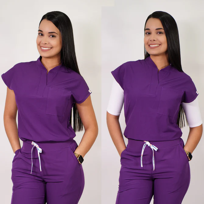 Delantal antifluido modelo amapola morado