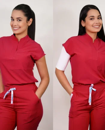 Delantal antifluido modelo amapola rojo-5