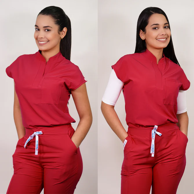 Delantal antifluido modelo amapola rojo-5