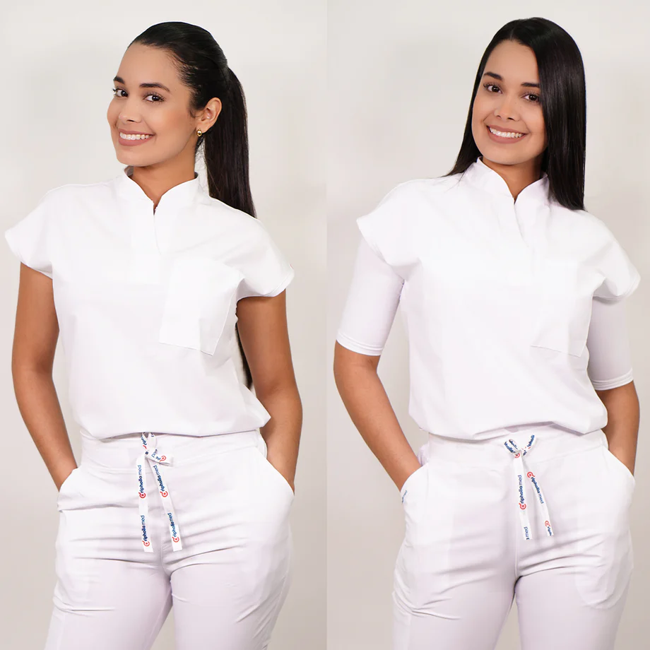 Delantal antifluido modelo amapola blanco-7
