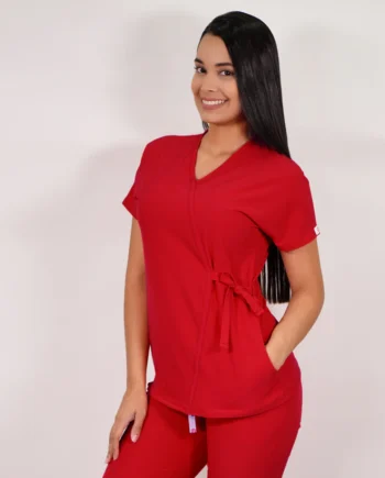 Delantal antifluido modelo azucena rojo-5