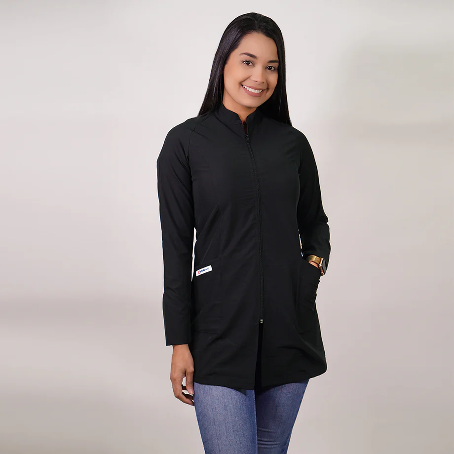 Bata clínica antifluidos negro-8