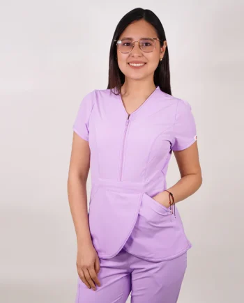Delantal antifluido modelo tulipan con cierre lila pastel-18