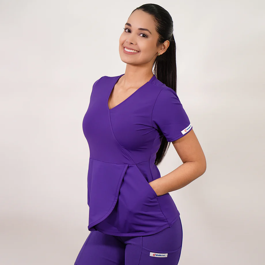 Delantal elasticado modelo tulipan sin cierre morado-4