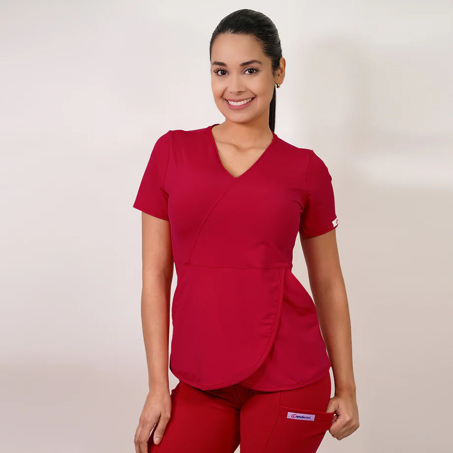 Delantal elasticado modelo tulipan sin cierre rojo-5