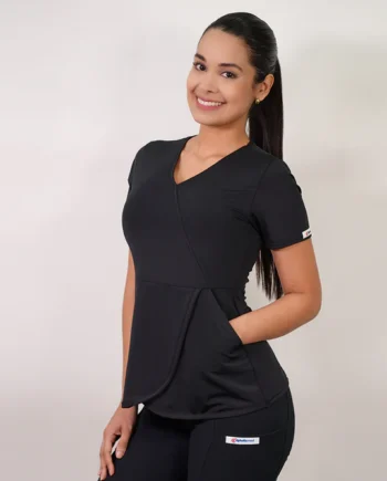 Delantal elasticado modelo tulipan sin cierre negro-8
