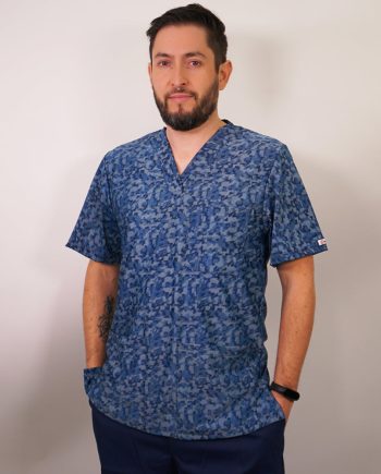 Delantal Clínico Elasticado Hombre Tela Estampada. Combina con Azul Marino - Art