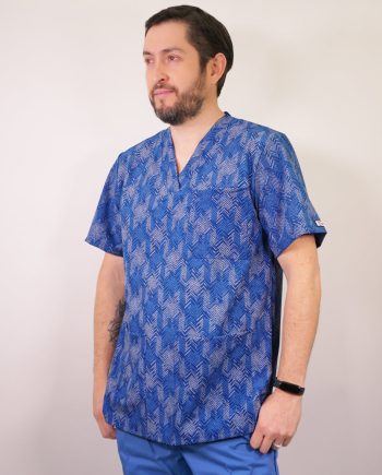 Delantal Clínico Elasticado Hombre Tela Estampada. Combina con Celeste - Art