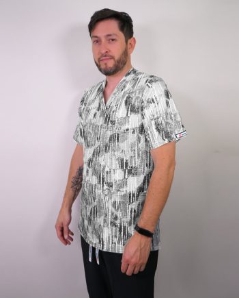 Delantal Clínico Elasticado Hombre Tela Estampada. Gris - Art
