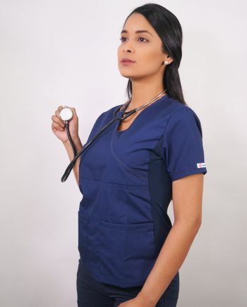 Delantal Clínico Mujer Tela Poplin. Azul Marino - Art
