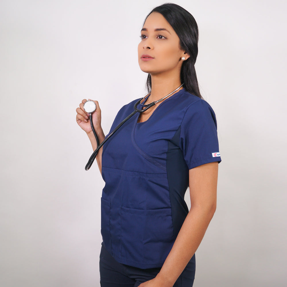 Delantal Clínico Mujer Tela Poplin. Azul Marino – Art