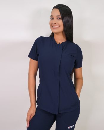 Delantal Clínico Mujer Anti Fluidos Jazmín con Cierre. Azul Marino - Art. Jazmin