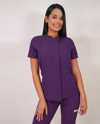 Delantal Clínico Mujer Anti Fluidos Jazmín con Cierre. Morado - Art. Jazmin