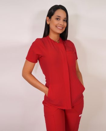 Delantal Clínico Mujer Anti Fluidos Jazmín con Cierre. Rojo - Art. Jazmin