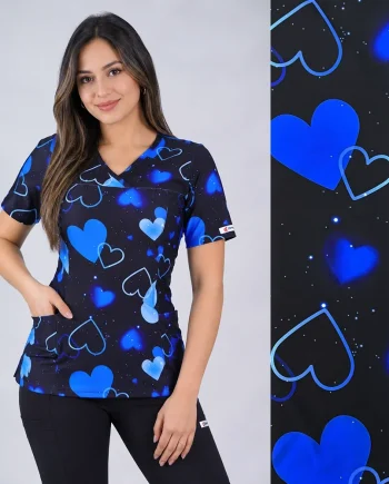 Delantal mujer elasticado estampado Negro- 2554