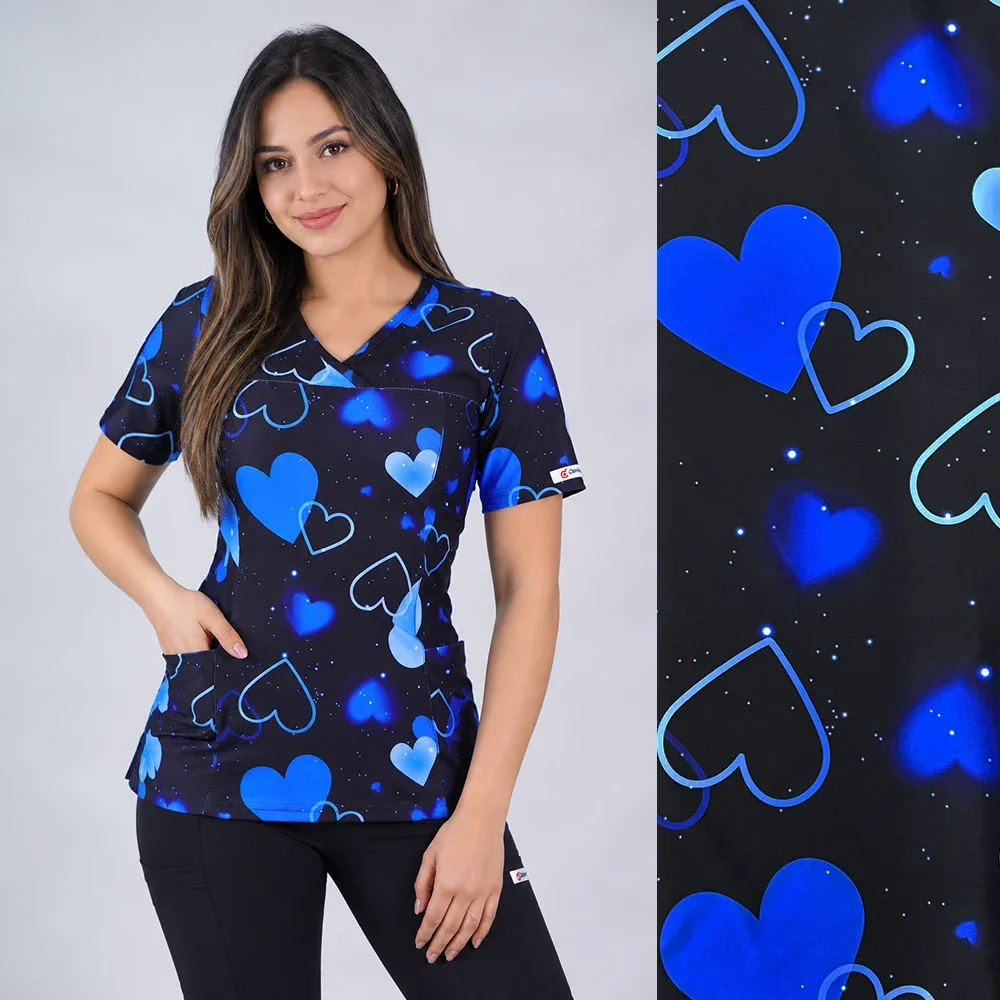 Delantal mujer elasticado estampado Negro- 2554