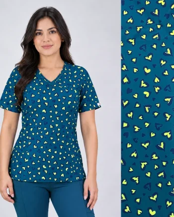Delantal mujer elasticado estampado Verde Petróleo- 2557