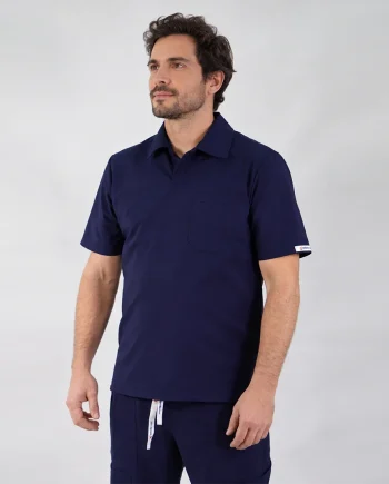 Delantal Clínico Anti Fluidos Hombre Azul Marino AMADOR-1