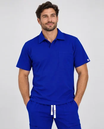 Delantal Clínico Anti Fluidos Hombre Azul Rey AMADOR-2