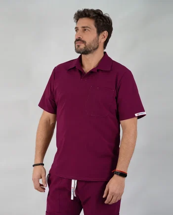 Delantal Clínico Anti Fluidos Hombre Burdeo AMADOR-23