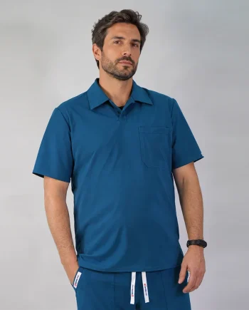 Delantal Clínico Anti Fluidos Hombre Verde Petróleo AMADOR-9