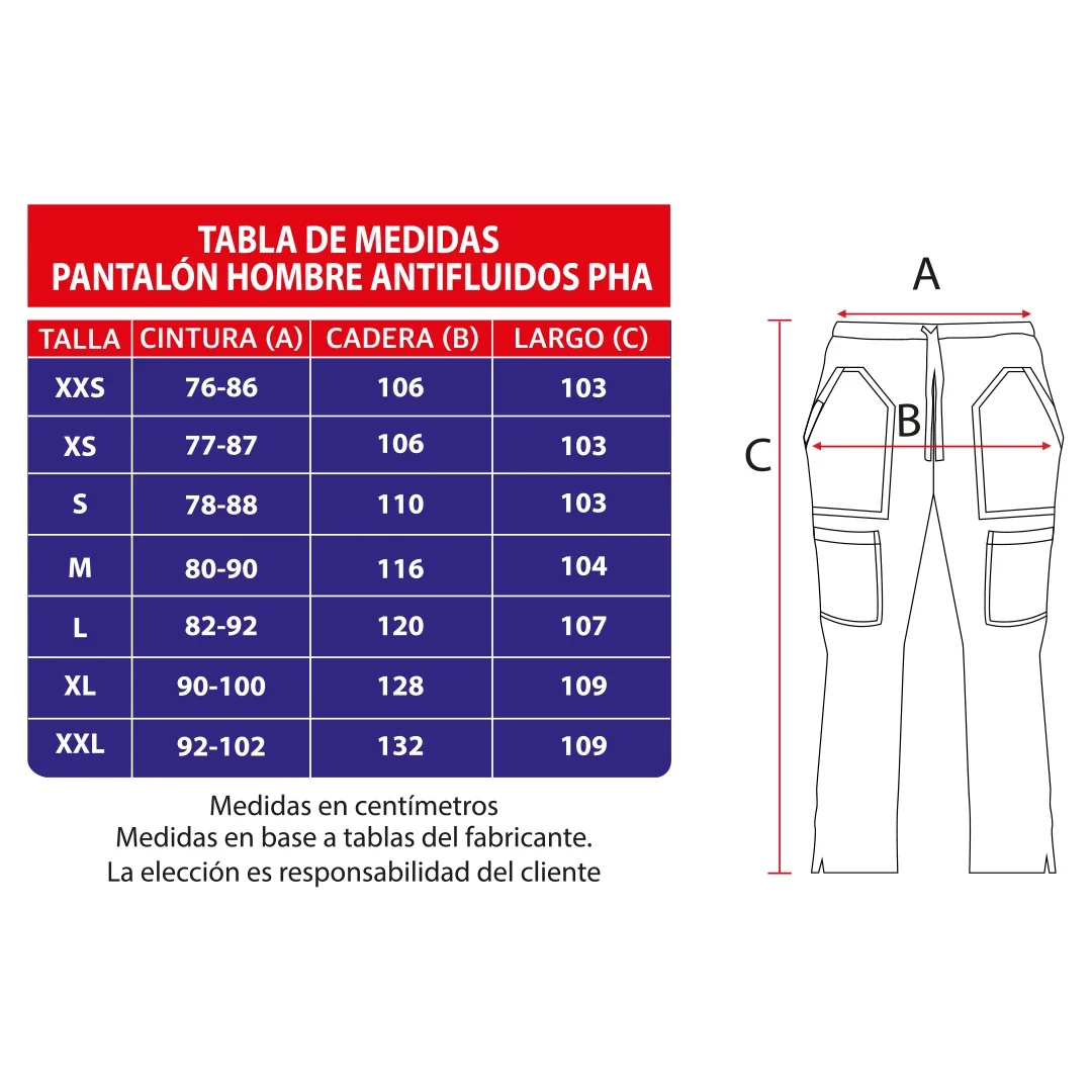 Pantalón Clínico Anti Fluidos Hombre Negro PHA-8